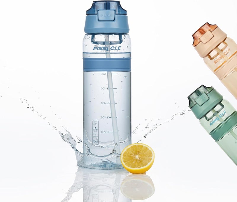 Pinnacle Quench Hydration Bottle (850ML, Blue) - Motivational Water Bottle with Sipper, One-Handed Operation, Hydration Tracker & Flip Top Lid - Image 1